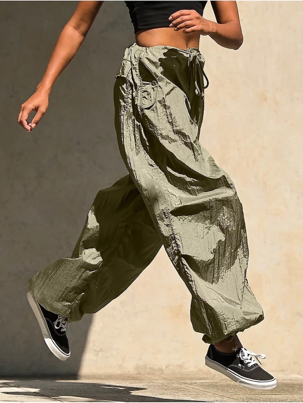 Motel Rocks Olive Green Drawstring Pants S
